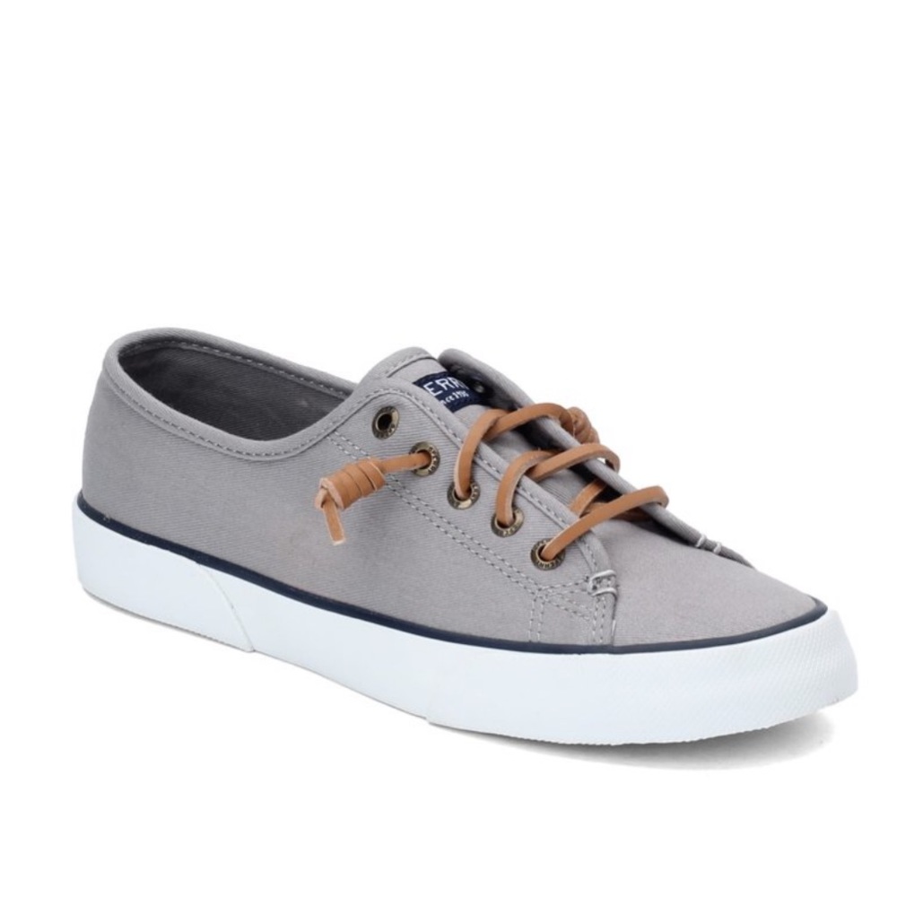 Sperry Gray Sneakers with Tan Laces